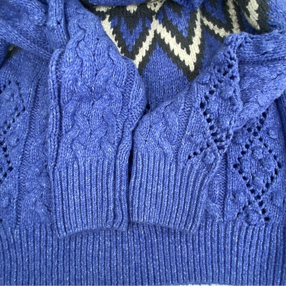 Lucky Brand Women's Fair Isle Cable Knit Crewneck Sweater Size Small - Picture 8 of 8